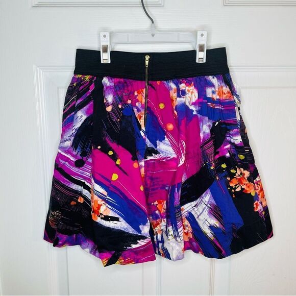 2 Hip by Wrapper Vibrant Abstract A-Line Mini Skirt Pink Black Girls 8 - Picture 5 of 11